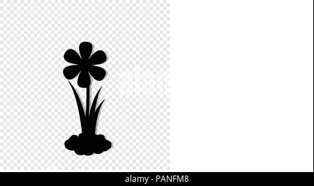 Silhouette noire de plus en plus fleur dans le sol isolé sur fond transparent. Illustration vectorielle, icône, signe, modèle de conception. Illustration de Vecteur