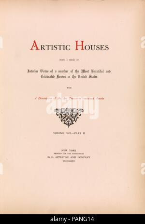 Maisons artistique : être une série de vues de l'intérieur d'un certain nombre des plus belles et célèbres maisons aux États-Unis : avec une description de l'art treasures qui y sont contenues. Dimensions : 2 volumes en 4, [193] feuilles de planches ; Hauteur : 20 1/2 po. (52 cm). Editeur : D. Appleton & Co.. Date : 1883-1884. 'Édition limitée à 500 copies" -- p. [3] du volume 1. Titre en rouge et noir, vignette. Watson : copie de la bibliothèque n° 320 de 500 exemplaires imprimés. Musée : Metropolitan Museum of Art, New York, USA. Banque D'Images