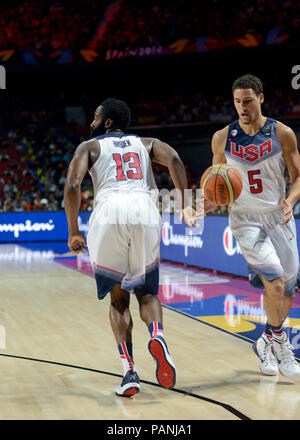 Klay Thompson et James Harden, USA Basket-ball, Coupe du Monde de la FIBA Espagne 2014 Banque D'Images