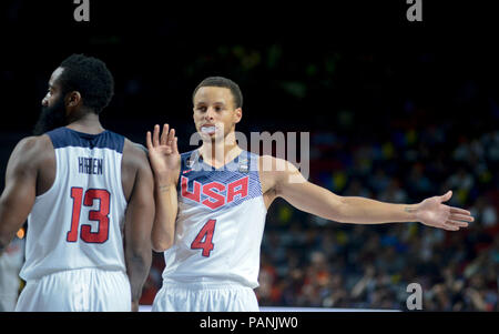 Stephen Curry et James Harden, USA Basket-ball, Coupe du Monde de la FIBA Espagne 2014 Banque D'Images
