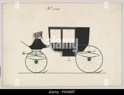 Conception pour entraîneur, no. 1010. Dimensions : 6 x 8 5/8 in. (15,2 x 21,9 cm). Fabricant : Brewster & Co. (américain, New York). Date : ca. 1880. Brewster et historique de l'entreprise créée en 1810 par James Brewster (1788-1866) à New Haven, Connecticut, Brewster & Company, spécialisée dans la fabrication de voitures fine. Le fondateur a ouvert un showroom de New York, en 1827 au 53-54 rue large, et l'entreprise a prospéré sous des générations de direction de la famille. Nécessité d'extension se déplace autour de la partie basse de Manhattan, avec des changements de nom qui reflète l'évolution de la gestion-James Brewster & Sons a fonctionné à 25 Canal St Banque D'Images