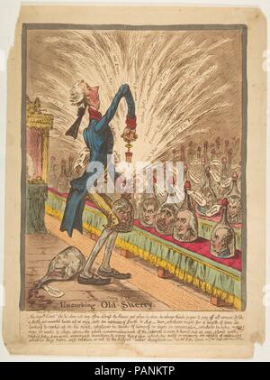 Débouchage vieux Sherry. Artiste : James Gillray (britannique, Chelsea 1756-1815 Londres). Dimensions : Plateau : 14 1/16 x 10 in. (35,7 x 25,4 cm) : feuille 15 x 11 3/8 à 1/2. (39,1 x 29,2 cm). Editeur : Hannah Humphrey (Londres). Date : 10 mars, 1805. Musée : Metropolitan Museum of Art, New York, USA. Banque D'Images