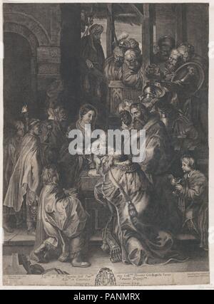 L'Adoration des Mages. Artiste : Après Peter Paul Rubens (Siegen, flamand 1577-1640 Anvers) ; Projet Lauwers (flamande, ca. 1632-ca. 1685). Fiche Technique : Dimensions : 23 3/4 x 17 5/16 in. (60,3 × 44 cm). Date : début du xviie fin du 17e siècle. Musée : Metropolitan Museum of Art, New York, USA. Banque D'Images