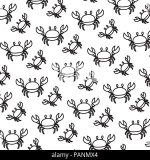 Mignon ligne mer crabe animal fond Illustration de Vecteur