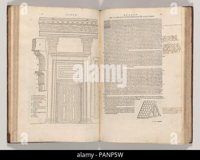 Je dieci libri dell'architettura di M. Vitruvio et tradutti commentati da monseigneur Barbaro patriarca eletto d'aquileggia. Auteur : Marcus Vitruvius Pollio (Roman, active la Fin Ier siècle avant J.-C.). Designer : Illustrations conçues en partie par Andrea Palladio (Italien, Padoue Vicenza 1508-1580). Dimensions : 14 x 11 x 13/16 1/8 1 1/4 in. (37,6 x 28,2 x 3,1 cm). Illustrateur : Quelques illustrations attribué à Giuseppe Salviati (Giuseppe Porta, dit Il Salviati (Italien), Castelnuovo di Garfagnana ca. 1520-ca. Venise 1575). Publié dans : Venise. Editeur : Francesco Marcolini da Forli Forli (Italien, ca. Banque D'Images