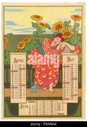 Avril, Mai, Juin. Artiste : Louis John Rhead (American (né en Angleterre), l'Etrurie 1857-1926 Amityville, New York). Fiche Technique : Dimensions : 19 × 13 3/16 3/4 in. (48,8 × 35 cm). Editeur : Louis Prang & Co. (Boston, Massachusetts). Date : 1896. Musée : Metropolitan Museum of Art, New York, USA. Banque D'Images