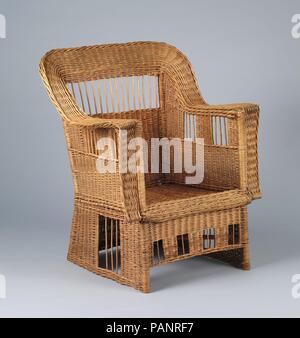 Fauteuil. Culture : L'Américain. Dimensions : 40 x 33 x 26 1/4 in. (101,6 x 83,8 x 66,7 cm). Bouilloire : Gustav Stickley (Américain, Osceola, Wisconsin 1858-1942 Syracuse, New York). Date : ca.1907-13. Musée : Metropolitan Museum of Art, New York, USA. Banque D'Images