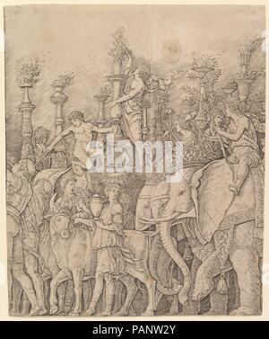 Le Triomphe de César : les éléphants. Artiste : Andrea Mantegna (École de l'italien, l'Isola di Carturo 1430/31-1506 Mantoue). Dimensions : Plateau : 11 x 9 1/8 in. (28 x 23,1 cm), ajustées sur la droite. Date : ca. 1484-92. Musée : Metropolitan Museum of Art, New York, USA. Banque D'Images