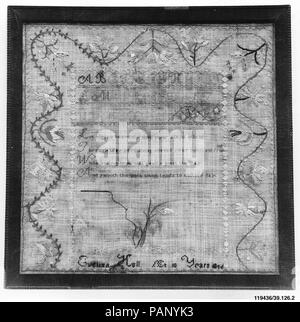 Sampler brodé. Culture : L'Américain. Dimensions : 16 3/8 x 16 3/8 in. (41,6 x 41,6 cm). Bouilloire : evelina Hull (né ca. 1796). Date : 1806. Musée : Metropolitan Museum of Art, New York, USA. Banque D'Images