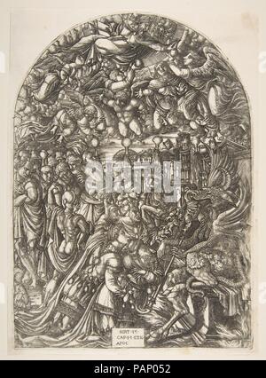 Le Dragon à deux cornes et la Bête avec sept, à partir de l'Apocalypse. Artiste : Jean Duvet (Français, ca. 1485-après 1561). Dimensions : Plateau : 11 15/16 x 8 11/16 in. (30,4 x 22 cm) Fiche technique : 12 1/4 x 8 15/16 in. (31,1 x 22,7 cm). Date : n.d.. Musée : Metropolitan Museum of Art, New York, USA. Banque D'Images