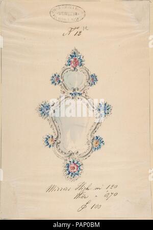 L'une des feuilles de dessins de Twenty-Three verrerie (miroirs, lustres, gobelets, etc.). Artiste : Compagnia di Venezia & Murano. Dimensions : 14 x 19 in. (35,6 x 48,3 cm). Date : 1850-80. Musée : Metropolitan Museum of Art, New York, USA. Banque D'Images