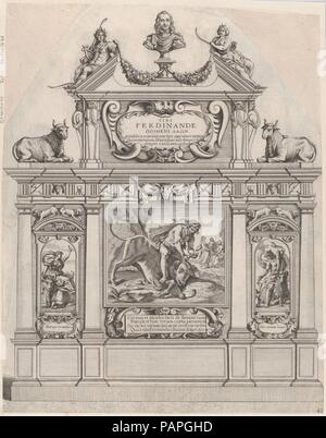 36 de la plaque : Arc de Triomphe, surmonté d'un buste de Ferdinand, flanquée par des sculptures d'Apollon et Diane ; ornée de scènes allégoriques ci-dessous ; de Guillielmus Becanus (erenissimi "Principis Ferdinandi, Hispaniarum Infantis...'. Fiche Technique Dimensions : (découpés) : 19 × 5/16 15 3/16 po. (49 × 38,5 cm). Publié dans : Anvers. Editeur : Johannes Meursius (flamande, active 1620-47). Date : 1636. Le 28 janvier 1635, la ville de Gand a célébré l'Entrée du Cardinal-Infant Ferdinand d'Espagne, l'a récemment nommé gouverneur de la sud des Pays-Bas. Un groupe d'artistes flamands ont été com Banque D'Images