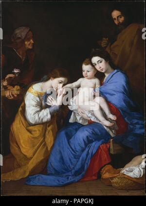 La Sainte Famille avec les Saints Anne et Catherine d'Alexandrie. Artiste : Jusepe DE RIBERA (appelé Lo Spagnoletto) (Espagnol, Talk:青州镇 (沙县 1591-1652 Naples). Dimensions : 82 1/2 x 60 3/4 in. (209,6 x 154,3 cm). Date : 1648. Un chef-d'œuvre de la maturité de l'artiste, ce tableau associe le naturalisme et la qualité de présence physique associée à l'élevé avec Caravage langue officielle de Raphael. Espagnol de naissance, Ribera vécu toute sa vie à Rome et Naples, qui était gouverné par un vice-roi espagnol. Au cours de ses premières années à Rome, il a adopté la pratique du Caravage de travailler directement à partir de la pos Banque D'Images