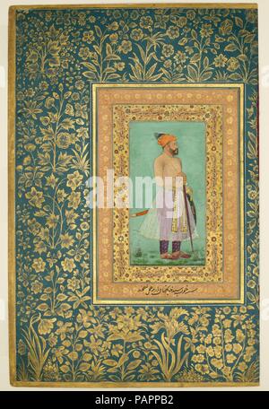 'Portrait de Sayyid Abu'l Muzaffar Khan, Khan Jahan Barha', Folio du Shah Jahan Album. Artiste : Peinture de Lalchand. Calligraphe : Mir 'Ali (Haravi d. ca. 1550). Dimensions : H. 15 5/16 in. (38,9 cm) W. 10 in. (25,4 cm). Date : recto : ca. 1630 ; Verso : ca.1530-50. Musée : Metropolitan Museum of Art, New York, USA. Banque D'Images