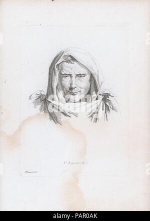 Portrait de P. Eustache. Artiste : Après Guillaume Thiemet (français, actif ca. 1781/88). Fiche Technique : Dimensions : 11 × 1/8 7 7/8 in. (28,3 × 20 cm) Plaque : 7 5/8 x 5 7/16 in. (19,3 × 13,8 cm). Date : seconde moitié du 18e siècle. Cette impression est lié dans un album composé de seize premières impressions et une impression ultérieure de la Live de Jully's 'Recueil de caricatures', gravé ca. Après 1754 dessins par Jacques François Joseph Saly, huit caricatures après Thiemet gravé, et deux impressions anonyme d'un homme debout et femme debout. Musée : Metropolitan Museum of Art, New York, USA. Banque D'Images