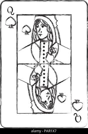 Grunge queen spades card casino Jeu Illustration de Vecteur