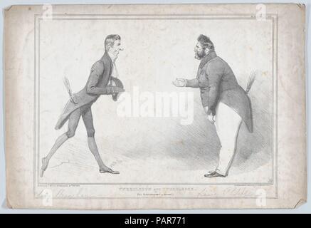 Du pareil au même, ou, le Maître [i]s à l'étranger !. Artiste : John Doyle (irlandais, Dublin 1797-1868 Londres). Fiche Technique : Dimensions : 11 × 11/16 17 1/4 in. (29,7 × 43,8 cm). Lithographe : Ducôte et Stephen (britannique, active 1830-40). Editeur : Thomas McLean (britannique, Londres 1788-1885 actif). Portefeuille/Série HB : Croquis, no 373. Objet : Henry Peter, 1er baron Brougham et Vaux (britannique, 1778-1868) ; Louis Philippe, Roi de France (français, Paris 1773-1850 Claremont, Surrey). Date : Février 16, 1835. Musée : Metropolitan Museum of Art, New York, USA. Banque D'Images