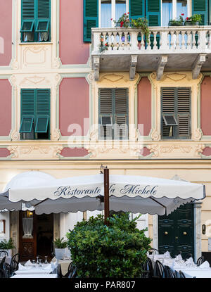 Ristorante la Michele, Santa Margherita Ligure, Ligurie, Italie. Banque D'Images