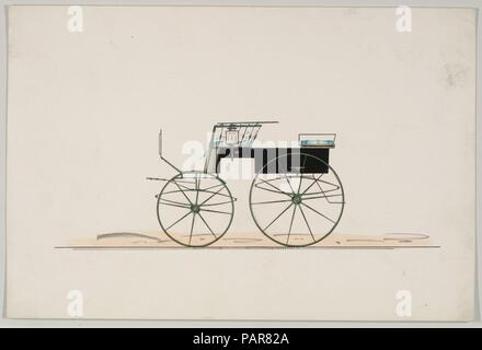 Design pour 4 Phaeton siège, aucun haut (non numéroté). Fiche technique : Dimensions : 6 x 9 in. (15,2 x 22,9 cm). Fabricant : Brewster & Co. (américain, New York). Date : 1850-70. Brewster et historique de l'entreprise créée en 1810 par James Brewster (1788-1866) à New Haven, Connecticut, Brewster & Company, spécialisée dans la fabrication de voitures fine. Le fondateur a ouvert un showroom de New York, en 1827 au 53-54 rue large, et l'entreprise a prospéré sous des générations de direction de la famille. Nécessité d'extension se déplace autour de la partie basse de Manhattan, avec des changements de nom qui reflète l'évolution de la gestion-James Brewster & Sons o Banque D'Images