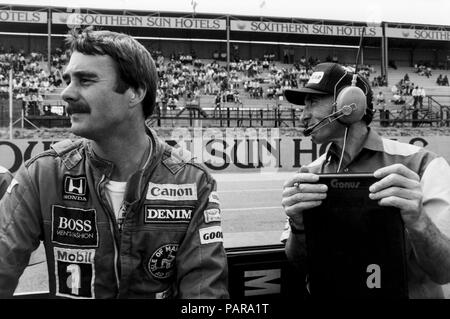 F1,Nigel Mansell, Franck Wiliams, ,Afrique du Sud GP, Kyalami, 1985 Banque D'Images