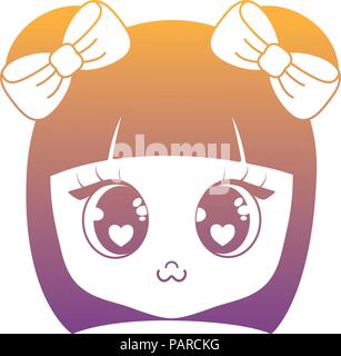 Kawaii cute girl face icône sur fond blanc, vector illustration Illustration de Vecteur