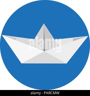 Bateau de papier sur fond bleu Illustration de Vecteur