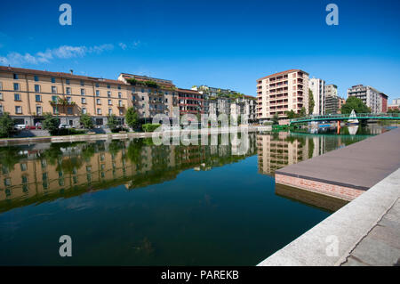 L'Italie, Lombardie, Milan, Navigli, Darsena Banque D'Images