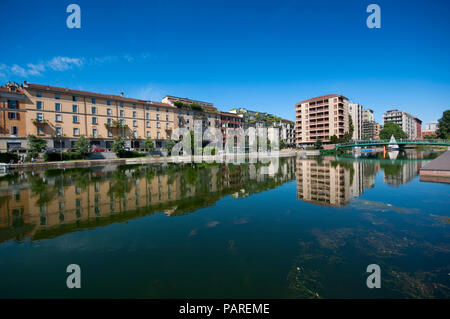 L'Italie, Lombardie, Milan, Navigli, Darsena Banque D'Images