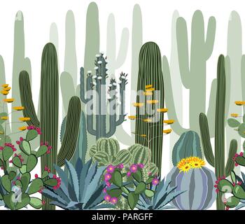 Modèle sans couture avec cactus. Forêt de cactus sauvages Illustration de Vecteur