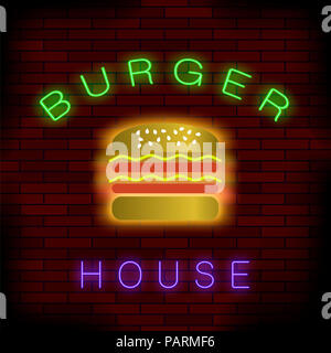 Burger House Neon Sign colorés Banque D'Images