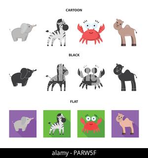 Une caricature,Black,télévision icônes animales dans set collection pour la conception. Animaux symbole vecteur illustration de stock. Illustration de Vecteur