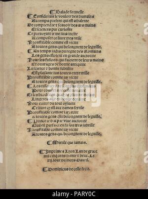 Nouellamete Libbretto composto par maestro Domenico da sera...lauorare di ogni sorte di punti, page 22 (recto). Dimensions : hors tout : 8 1/16 x 6 5/16 in. (20,5 x 16 cm). Editeur : Domenico da sera (le français, actif en Italie, 16ème siècle). Date : 12 avril, 1532. Publié par Domenico da Sera Lyon. De haut en bas, et de gauche à droite : poème imprimé en noir. Musée : Metropolitan Museum of Art, New York, USA. Banque D'Images