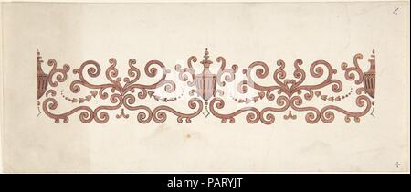 Design pour la décoration du panneau. Artiste : J. Hulme (britannique, active 1828-40). Fiche technique : Dimensions : 4 1/2 x 10 11/16 po. (11,4 x 27,1 cm). Date : 1828-40. Musée : Metropolitan Museum of Art, New York, USA. Banque D'Images