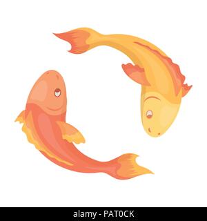 Poissons Koi en icône cartoon style isolé sur fond blanc. Illustration vecteur symbole de la religion. Illustration de Vecteur