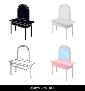 Coiffeuse avec miroir. Meubles de salon et de l'intérieur simple icône dans le style cartoon vector illustration isométrique stock symbol . Illustration de Vecteur