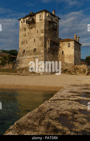 Ouranoupolis tour byzantine Banque D'Images