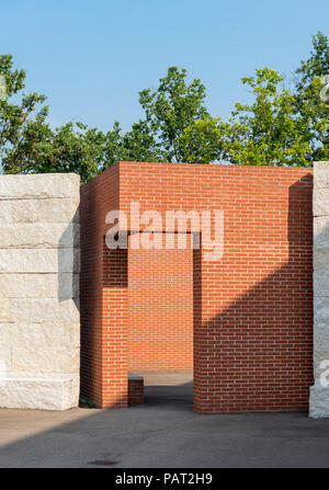 Détail architectural de rouge-brique chambre à Alvaro Siza, Promenade, site Vitra à Weil am Rhein, Allemagne Banque D'Images