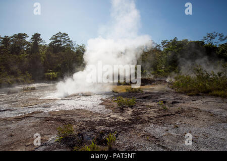 La Papouasie-Nouvelle-Guinée, Dei dei Hot Springs, Fergusson. Île de la vapeur et de l'eau sur un tournage Hot spring. Banque D'Images