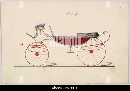 Conception pour vis-à-vis/ Calèche, no. 847. Dimensions : 5 3/4 x 8 7/8 in. (14,6 x 22,5 cm). Fabricant : Brewster & Co. (américain, New York). Date : 1850-70. Brewster et historique de l'entreprise créée en 1810 par James Brewster (1788-1866) à New Haven, Connecticut, Brewster & Company, spécialisée dans la fabrication de voitures fine. Le fondateur a ouvert un showroom de New York, en 1827 au 53-54 rue large, et l'entreprise a prospéré sous des générations de direction de la famille. Nécessité d'extension se déplace autour de la partie basse de Manhattan, avec des changements de nom qui reflète l'évolution de la gestion-James Brewster & Sons exploité Banque D'Images