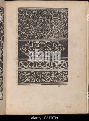 Nehens Modelbuch aller Art vn Stickens (Page 9r). Dimensions : hors tout : 7 5/16 x 5 5/16 in. (18,5 x 13,5 cm). Publié dans : Frankfurt am Main. Editeur : Christian Egenolff (allemand, Hadamar 1502-1555 Francfort). Date : 1535. Publié par Christian Egenolff, allemand, 1502-1555, "am Francfort. Page de titre illustré, 26 pages de dessins dont 4 pages d'animaux et de poissons à la fin. : musée Metropolitan Museum of Art, New York, USA. Banque D'Images