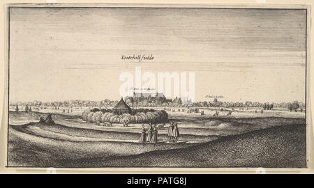 Champs Amoenissimi Tootehill (aliquot locorum... Prospectus simplifié). Wenceslaus Hollar : artiste bohème, Prague 1607-1677 (Londres). Fiche Technique : Dimensions : 3 11/16 × 6 3/4 in. (9,4 × 17,1 cm) trmiied sur platemark. Series/portefeuille : Amoenissimi partie aliquote locorum... Prospectus. Date : 1625-77. Voir à travers champs à la recherche vers l'abbaye de Westminster, à mi-distance une maison d'été entourée de buissons, Westminster Hall et une partie de l'édifice du parlement sur la droite, et plus loin à droite l'église de 'St Paul à Londres.'. Musée : Metropolitan Museum of Art, New York, USA. Banque D'Images