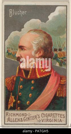 Gebhard Leberecht von Blücher, à partir de la série grands généraux (N15) pour Allen & Ginter Cigarettes Marques. Fiche Technique : Dimensions : 2 3/4 x 1 1/2 in. (7 x 3,8 cm). Lithographe : George S. Harris & Sons (Américain, Philadelphie). Editeur : Allen & Ginter (Américain, Richmond, Virginie). Date : 1888. Les cartes commerciales de la "grande série des généraux (N15), publié en 1888 dans un jeu de 50 cartes pour promouvoir Allen & Ginter cigarettes d'une marque. Musée : Metropolitan Museum of Art, New York, USA. Banque D'Images