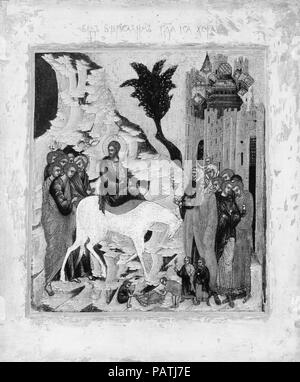 Entrée du Christ à Jérusalem. Artiste : peintre russe du 17ème siècle (probablement). Dimensions : 12 1/4 x 10 1/4 in. (31,1 x 26 cm). Musée : Metropolitan Museum of Art, New York, USA. Banque D'Images