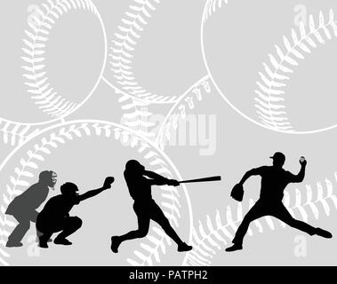 Les joueurs de baseball les silhouettes sur fond abstrait - vector Illustration de Vecteur
