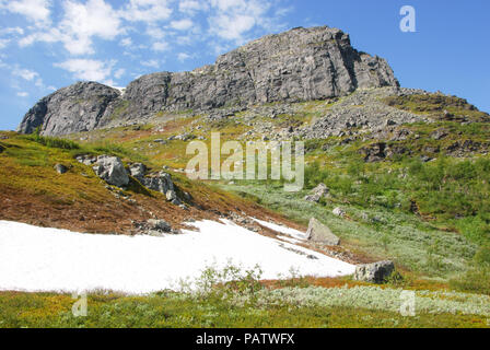 Sarek National Park - Mont Tjakkeli. Jokkmokk, Norrbotten, Suède. Banque D'Images