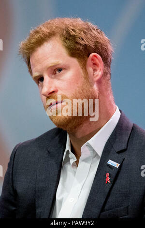 Amsterdam, Pays-Bas. 23 juillet, 2018. AMSTERDAM, Pays-Bas - 24 juillet 2018 Le prince Harry, duc de Sussex, au cours de la Conférence internationale sur le sida le 23 juillet 2018 à Amsterdam, Pays-Bas. (Photo de Patrick van Katwijk/Getty Images) | Crédit : dpa/Alamy Live News Banque D'Images