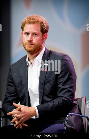 Amsterdam, Pays-Bas. 23 juillet, 2018. AMSTERDAM, Pays-Bas - 24 juillet 2018 Le prince Harry, duc de Sussex, au cours de la Conférence internationale sur le sida le 23 juillet 2018 à Amsterdam, Pays-Bas. (Photo de Patrick van Katwijk/Getty Images) | Crédit : dpa/Alamy Live News Banque D'Images