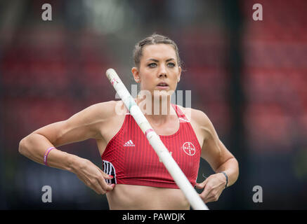 Nuremberg, Allemagne. 22 juillet, 2018. Katharina BAUER, le TSV Bayer 04 Leverkusen, la finale des femmes à la perche sur 22.07.2018. Championnats d'athlétisme 2018 allemand, à partir de la 20.07. - 22.07.2018 en Nuernberg/Allemagne. Utilisation dans le monde entier | Credit : dpa/Alamy Live News Banque D'Images