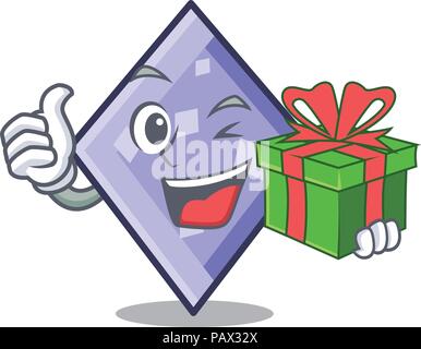 Avec don rhombus mascot cartoon style Illustration de Vecteur