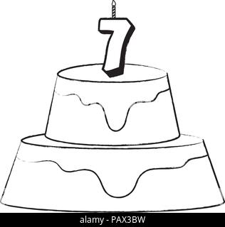 Gateau D Anniversaire Avec Bougies Numero Sept Icone Sur Fond Blanc Vector Illustration Image Vectorielle Stock Alamy